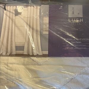 White Chenille Chevron Drapes